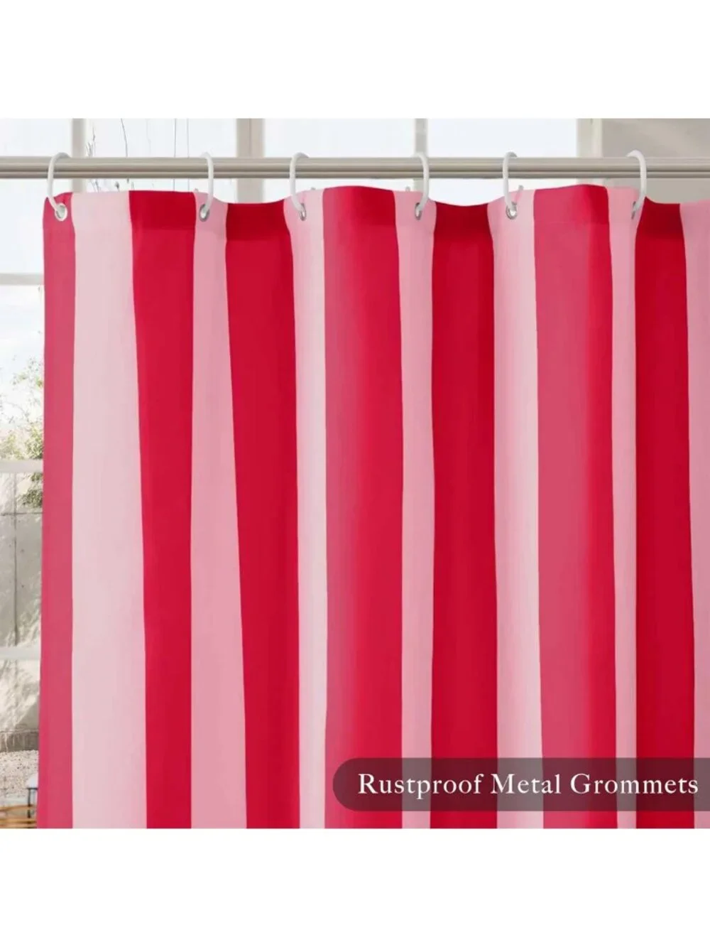 Cute Retro Vertical Striped Shower Curtain, Waterproof 72x72 Farmhouse Decor